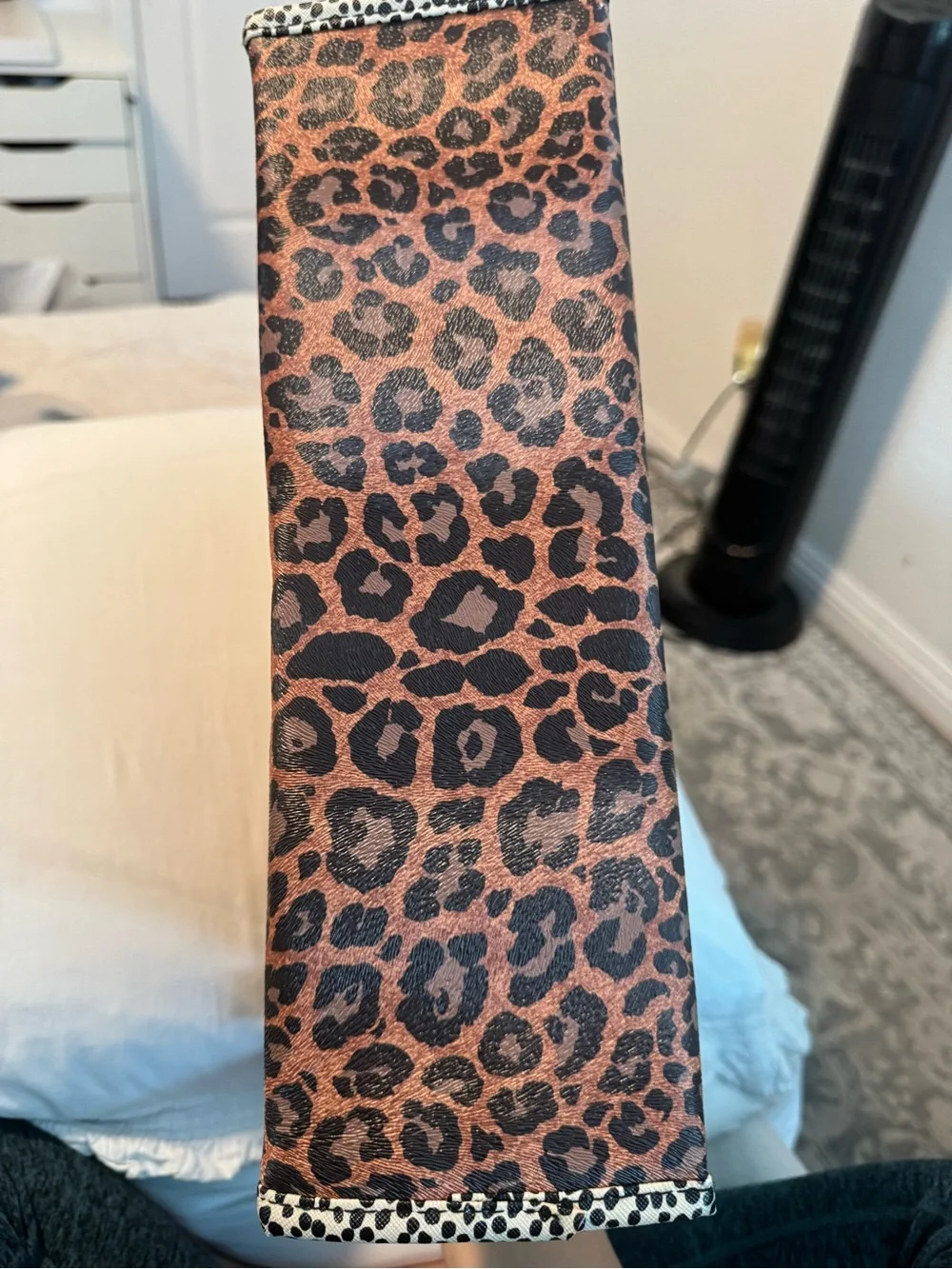 Nicole Miller Leopard-Print Cosmetic Bag in Brown with Black Trim